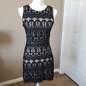 Black Lace Overlay Dress S/M New Year Cocktail NYE